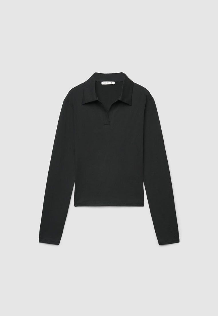 Women's Long-sleeved T-shirt with polo collar