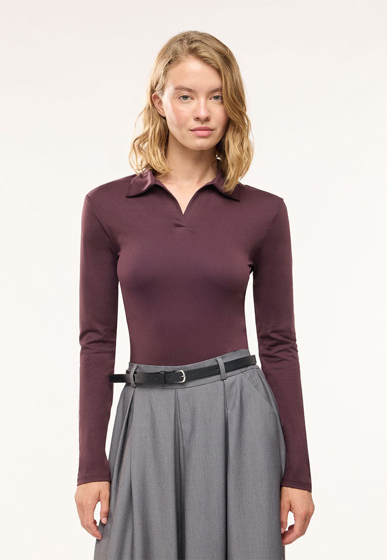 Women's Long-sleeved T-shirt with polo collar