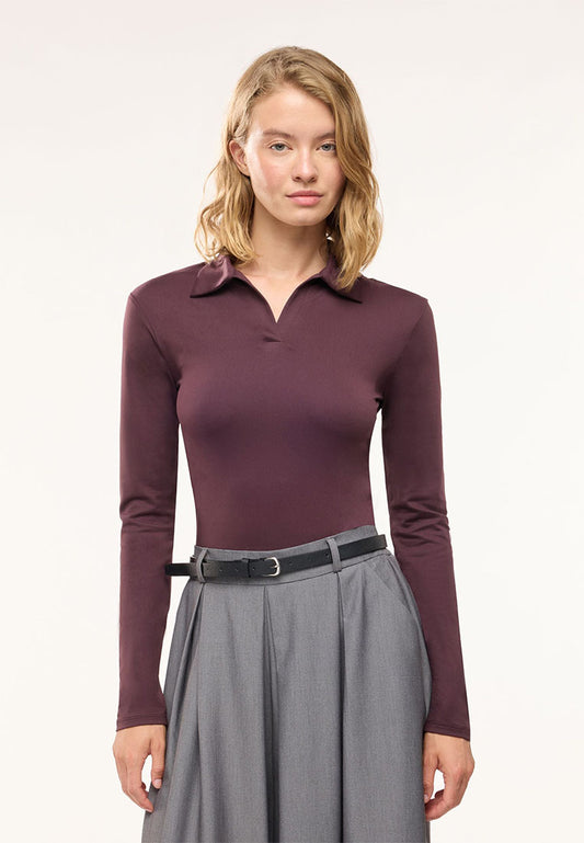 Women's Long-sleeved T-shirt with polo collar