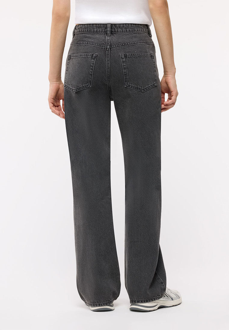 Women's High-waisted straight-leg jeans in a solid colour