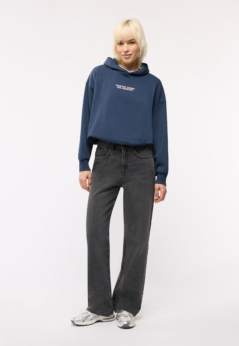 Women's High-waisted straight-leg jeans in a solid colour