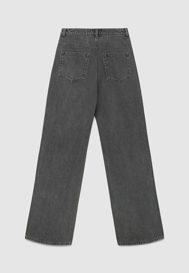 Women's High-waisted straight-leg jeans in a solid colour