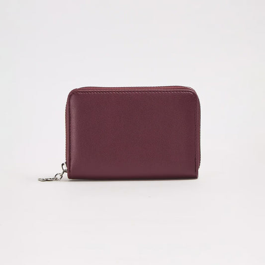 Solid Color Synthetic Leather Wallet with Pendant
