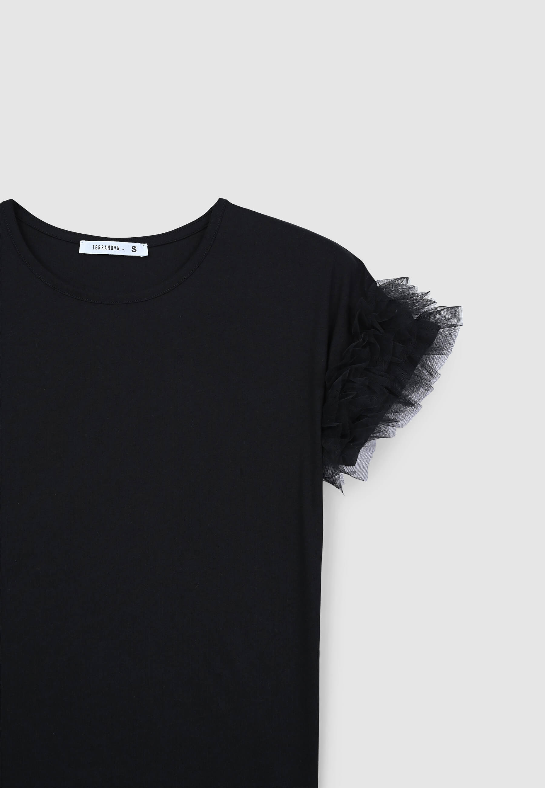 Tulle Sleeves Magliette Con Tulle Girls T-shirt With Tulle Sleeves