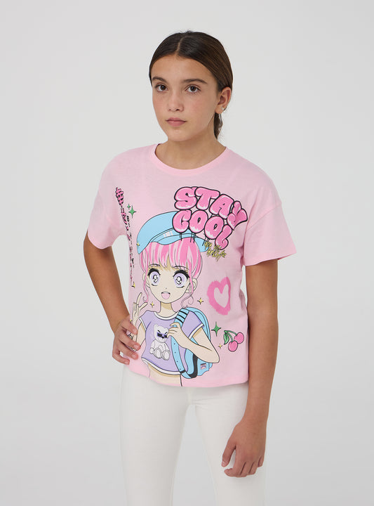 Kids Girls Short-sleeved T-shirt