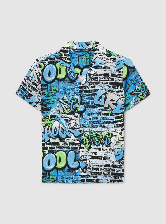 All Over Graffiti Print Polo Shirt for Boys
