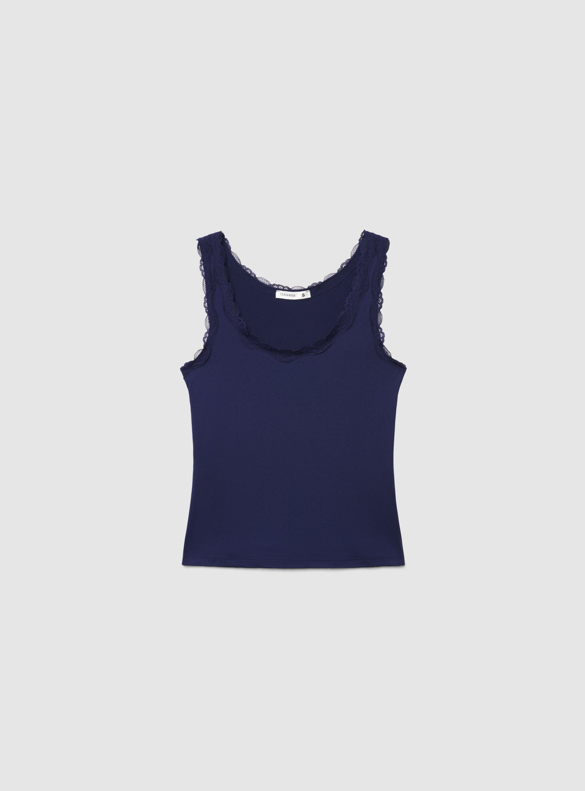 Women's Ribbed Lace-Trimmed Tank Top